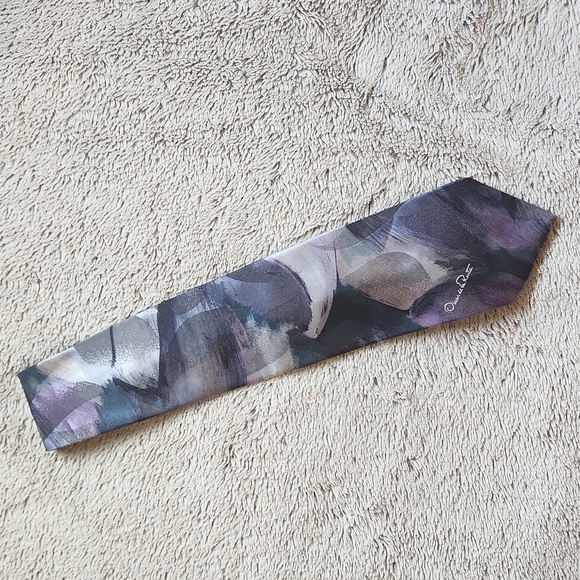 Oscar de la Renta tie gray purple green - Picture 7 of 7